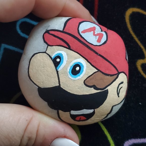 Super Mario Bros. Hand Painted Rock Art OOAK - Picture 1 of 1